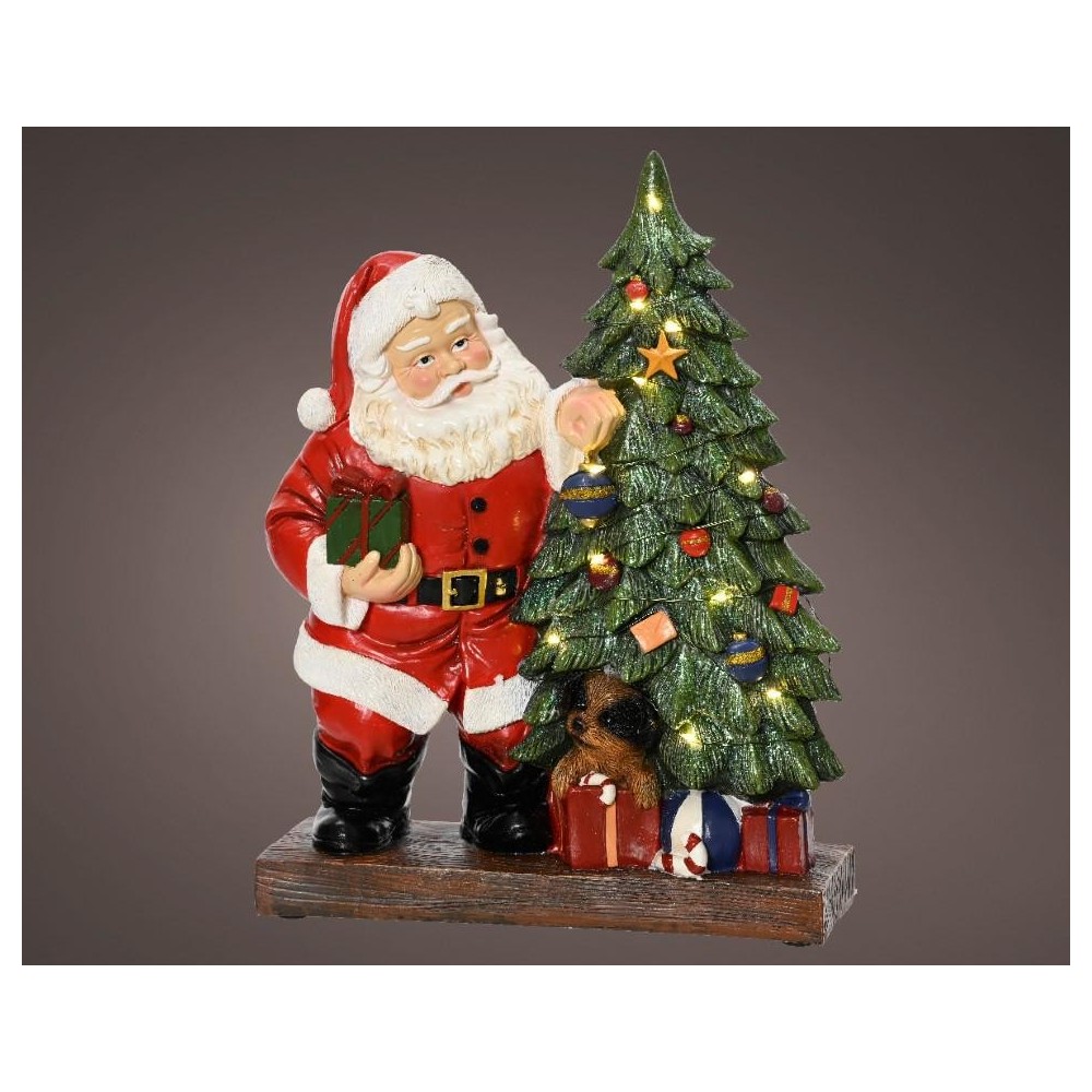 BABBO NATALE RESINA LUCI H.29CM. A BATTERIA